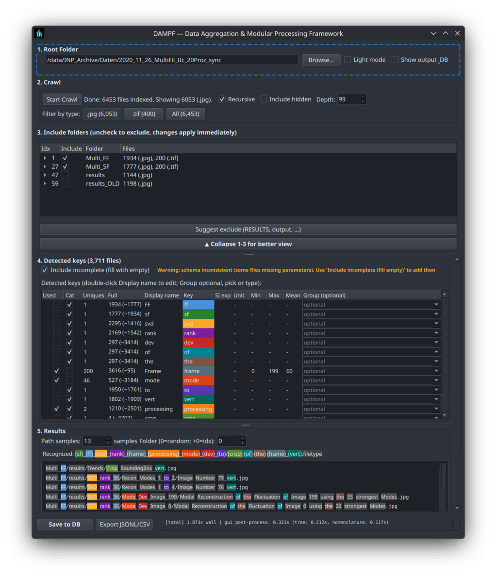 DAMPF ingest and normalize view
